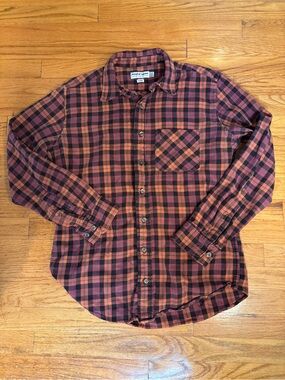 American Apparel Rust and Black Plaid Button-Down Shirt